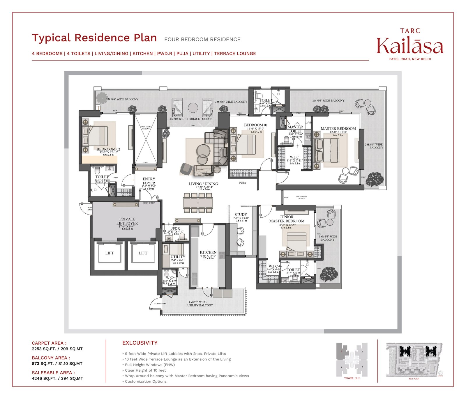 TARC Kailasa 4 BHK Floor Plan 4246 sq ft Kirti Nagar