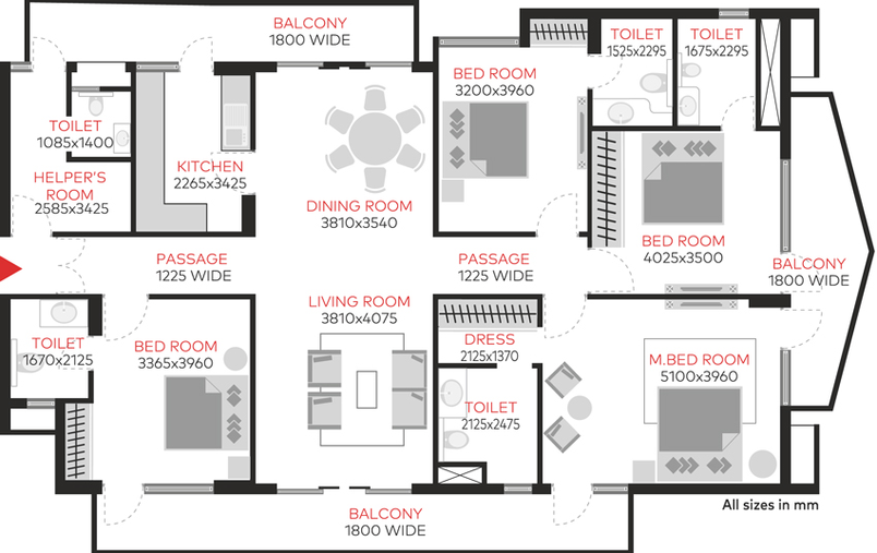 TARC Maceo 2 and 3 BHK Floor Plan Sector 91 Gurgaon