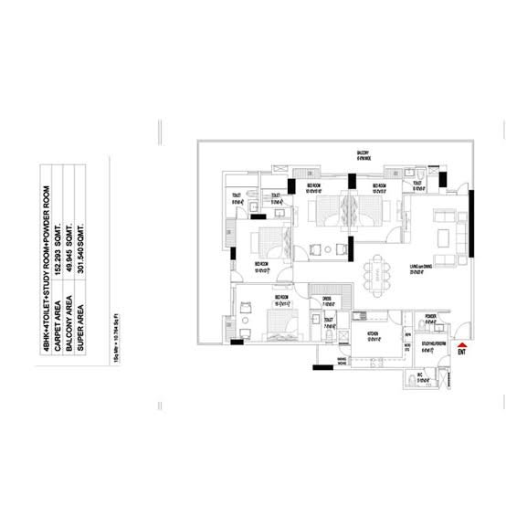 TARC Tripundra 4 BHK master bedroom Bijwasan South Delhi